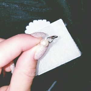 Silver Pearl Heart Fashion Ring
